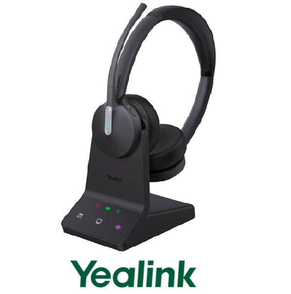 Auricular Inalámbrico DECT Yealink WH64, para PC, Teléfono Sobremesa y Movil. Binaural, USB-A