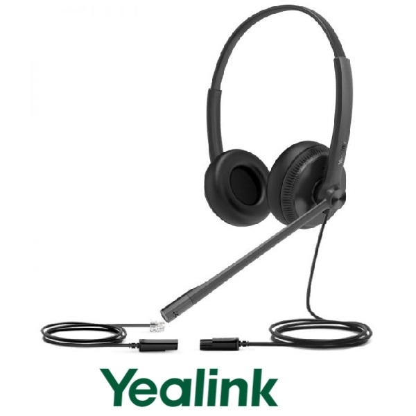 Auricular Yealink YHS34 biaural con cable conexión RJ